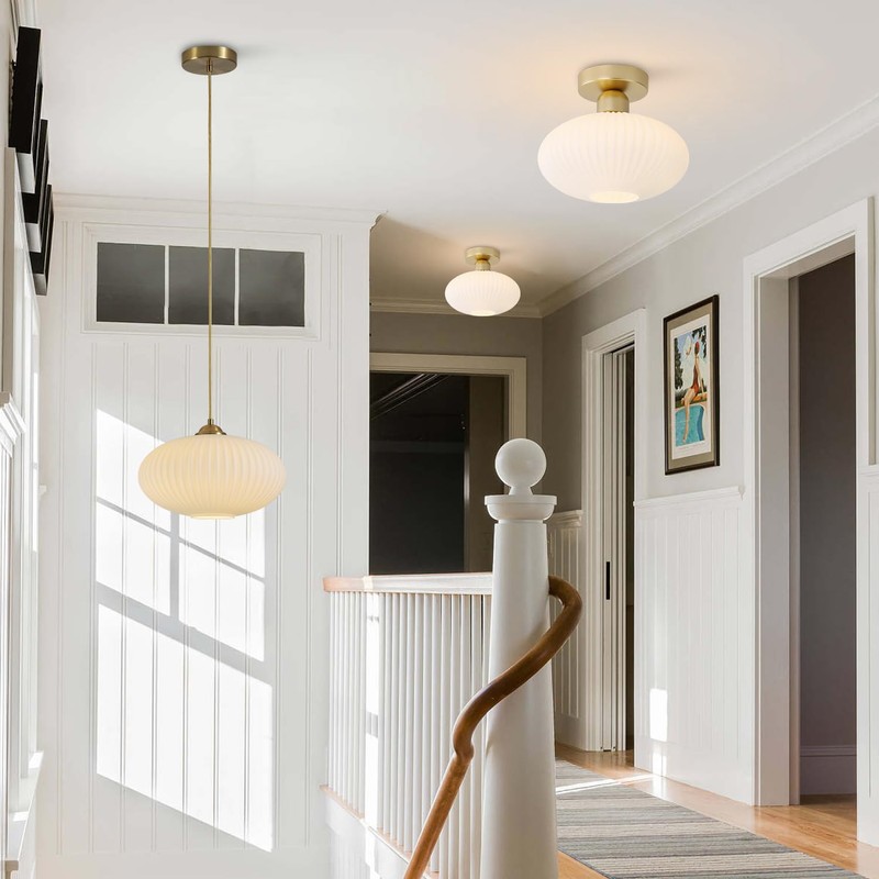 KCO Lighting Mid Century Modern Gold Globe Pendant Lighting Brushed