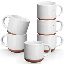 Gencywe Ceramic Mini Espresso Cups Set of 6, 5 oz Espresso Mugs with Handle, Porcelain Coffee Mugs Demitasse Cups, White Espresso Cups, Microwave Dishwasher Safe Suit for Espresso Machine