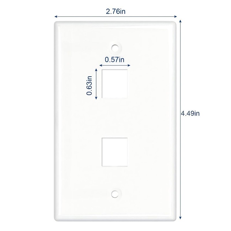 Ethernet Wall Plate, HTTX White 2-Port CAT6 Wall Plate with