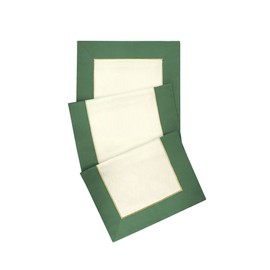 Roumelie Orientale Runner with Gold Embroidered, Timeless Runner, 59 x 20 inches - Handcrafted Runner for Dinner Tables - Machine Washable (Green)