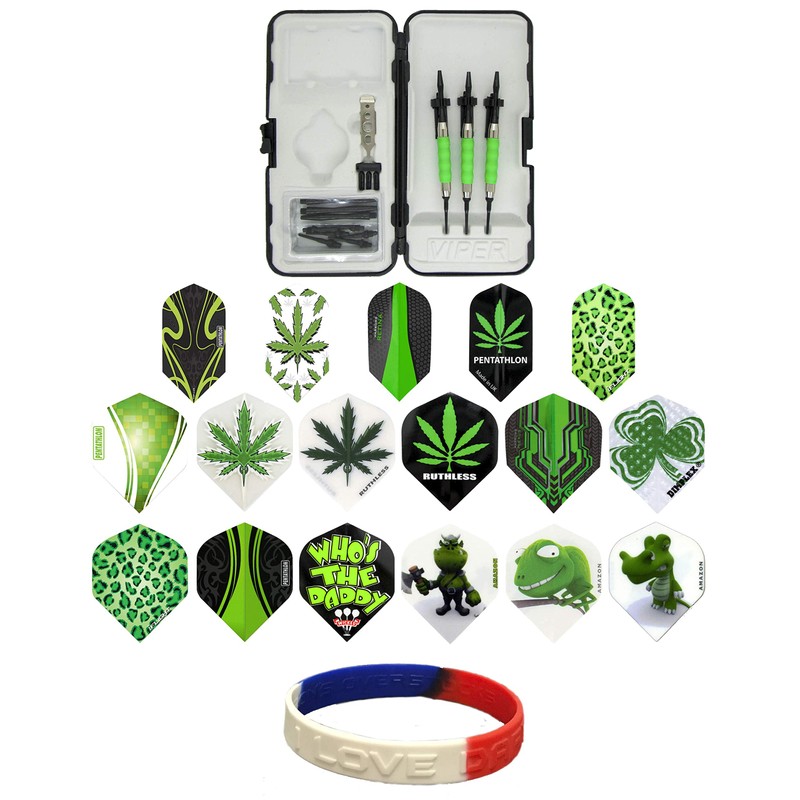 Sure Grip Viper Green Soft Tip Darts with Dart Case