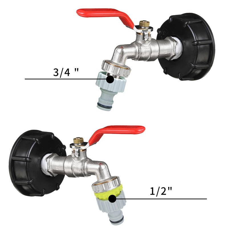 3 Piece Tap Connector, 1/2 Inch 3/4 Inch 2-in-1 Hose