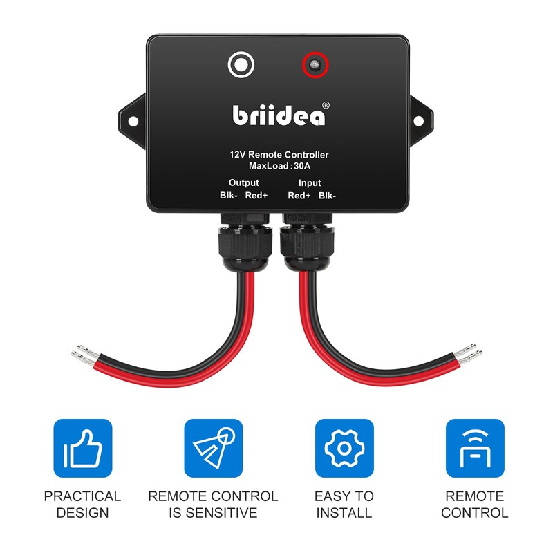 Briidea 12 Volt 30A Wireless Remote Control Switch, 300ft Wireless