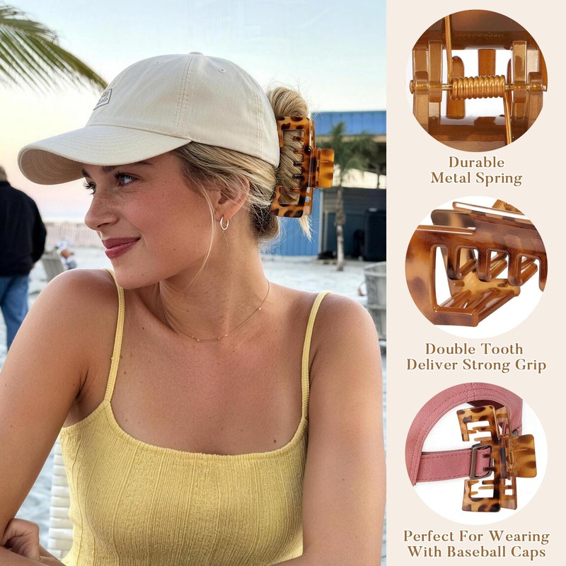 6 Pcs Hat Claw Clip for Women, Hat-Friendly Claw Clips
