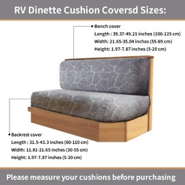 Ckedes RV Dinette Cushion Covers Backrest and Seat Covers Ideal for Jackknife Stretch Printed Couch Cushion Slipcovers Replacement Anti-Slip Sofa Cushion Cover(2 Backrest Cover & 2 Bench Cover,Grey)