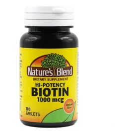 Nature's Blend Biotina Alta Potencia 1,000 Mcg 100 Tabletas