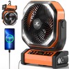 Camping Fan with Light - 20000mAh Rechargeable Battery Fan, 112Hrs