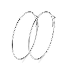Dainty 80mm 14K Big Large Hoop Earrings For Women Girls Sensitive Ears Fashion Round Circle Huggie Hypoallergenic Hoops Minimalist Hooped Jewelry Gifts Bff Birthday (silver)
