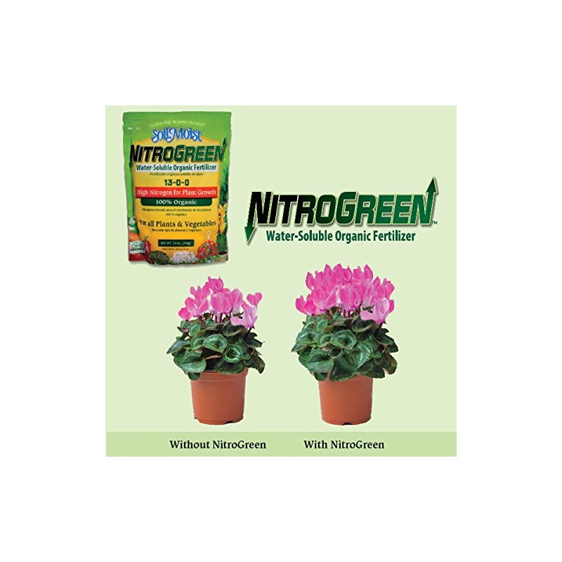 SoilMoist NitroGreen 100% Organic Fertilizer 14-oz High Nitrogen 13-0-0 for