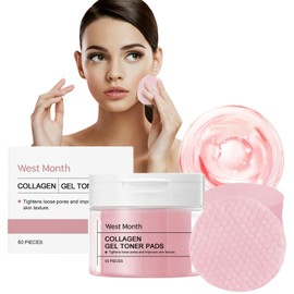 ISBEAUSOLS Collagen Gel Toner Pads - Toner Pads Korean Skincare - Face Cleansing pads with Vitamin C & E - Pore Minimizer & Face Wipes with Toner - Face Pads for Deeply Hydrating & Firming