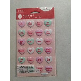 American Greetings 48 Puffy Conversation Heart Stickers with assorted sayings