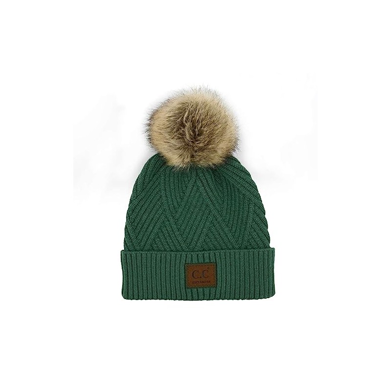 C.C Diagonal Criss Cross Pattern Suede Patch Snuggly Soft Pom