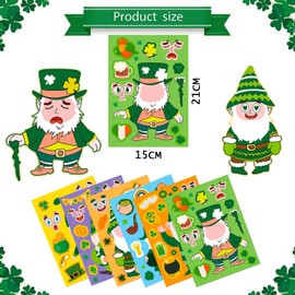18 Pieces St. Patrick Stickers Kids DIY Make a Face Stickers Kids Crafts St. Patrick Style Stickers for Kids Toddlers Homemade Stickers for St. Patrick's Day Holiday Party Bag Filler Gift Stickers