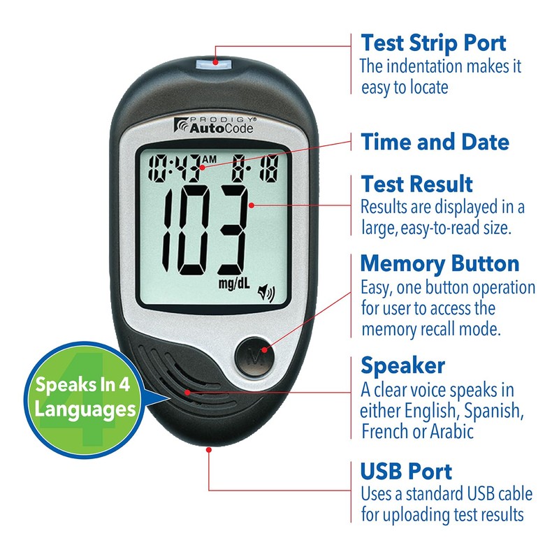 PRODIGY 10500 100ct Test Strips with AutoCode Talking Meter Starter