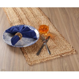 Reversible Jute Braided Table Runner, Farmhouse Jute Burlap Table Runner, Natural Jute Braided Table Runner, Organic Eco-Friendly Rustic Vintage Dining Table Runner- 13x36 Inch - Natural