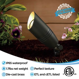 Gardencoin Solid Brass Outdoor Landscape Spotlights, 12V Low Voltage Directional LED Light Waterproof for Garden Uplighting, Bronze Yard Accent Lighting Fixture Without Bulb (Classic, 6 Pack)