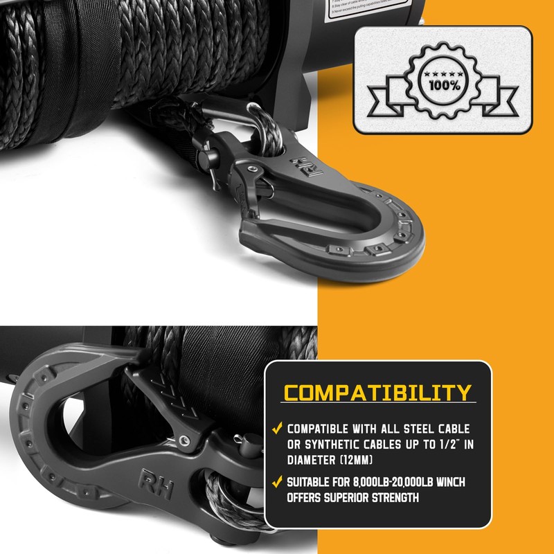 Winch Hook 3/8'' Max 35,000 Lbs, Forged Steel Winch Hook