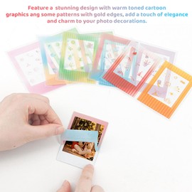 Lyvixora 10PCS Colorful Instant Film Border Stickers for Instax Mini - Decorative Photo Frame Stickers for Mini 8/9/11/12/26/70/90, DIY Scrapbook, Diary & Photo Album (Style 1)