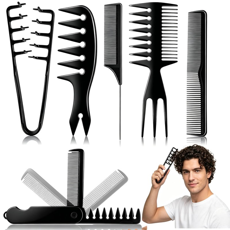 Peine Texturizador Para Hombre 6 Piezas, 2 en 1 Peine