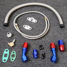 1st-racing T3 T4 T04E T60 T61 T70 Turbo Oil Feed Line 36" & 10-AN Oil Drain Return Fitting