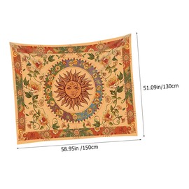 NOLITOY Sun and Moon Face Tapestry Wall Hanging Decor Vintage Floral Design Multi-functional Tapestry for Home Bedroom and Living Room Artistic Wall Background and Blanket