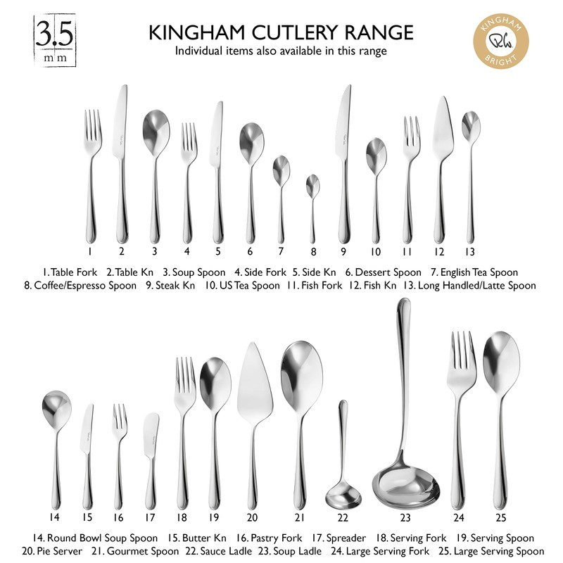 Robert Welch Kingham Bright Cutlery Coffee/Espresso Spoon, Set of 8.