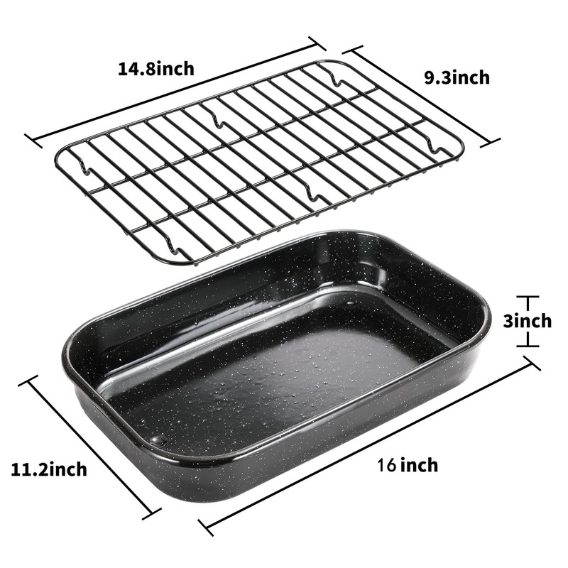Roasting Pan with Rack, 16 x 11 Inch Rectangular Roasting