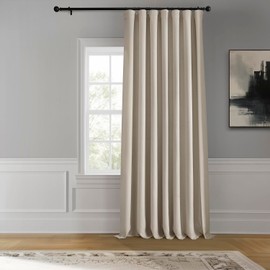 HPD Half Price Drapes - Faux Linen Curtains for Living Room (1 Panel) - 100W X 96L - Extra Wide Textured Room Darkening Curtains for Bedroom 96 Inches Long - Drapes for Home Decor, Birch