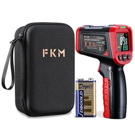FKM Infrared Thermometer Gun,Non Contact Laser Thermometer Gun for Industrial,HVAC,Engine,Kitchen Cooking,Digital IR Temperature Gun -58°F~1112°F(-50°C~600°C) Adjustable Emissivity,Not for Human