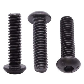 RoyceMart 1/4-20 x 1-1/4 inch Button Head Socket Head Cap Screws, Grade 10.9 Alloy Steel, Allen Hex Drive, Full Machine Thread, Black Oxide Finish, 25 PCS