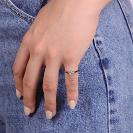 Lavari Jewelers 1/25 Carat Natural Diamond Heart and Cross Love Waits Purity Ring for Women I 925 Sterling Silver (H-I, I2-I3, 0.04 cttw) Engagement Ring for Her I Wedding Promise Band Size 9