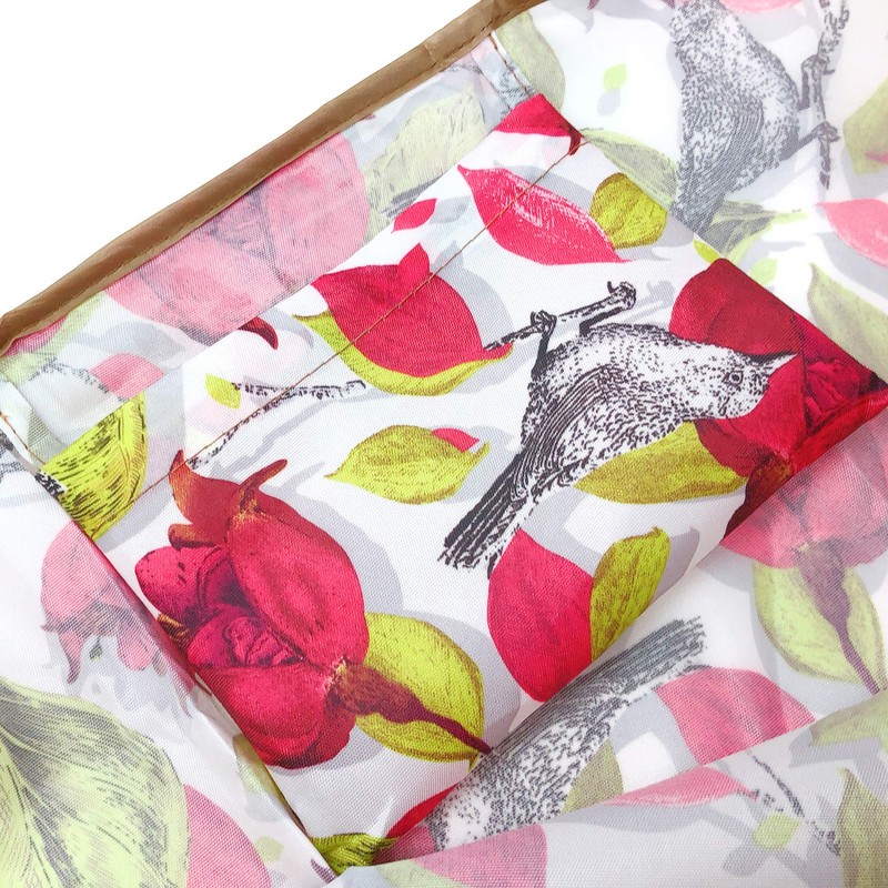 allydrew Large Foldable Tote Nylon Reusable Grocery Bag, Red Floral