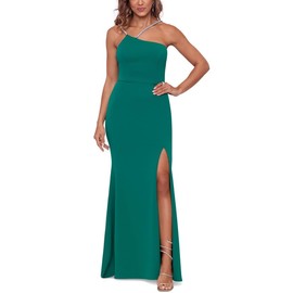 Xscape Women's Asymmetric Beaded-Strap Gown (Green, 12)