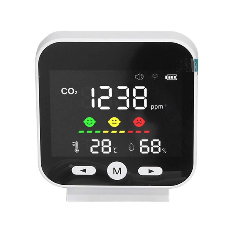 White Smart Air Quality Monitor LCD Screen WIFI CO2 Temperature