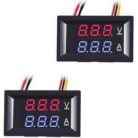 Greluma 2 x 0.28 Inch Digital Voltmeter Ammeter, DC 100 V 10 A Amp Voltage and Current Meter Tester, 3 Bit Blue + Red Dual LED Display Panel
