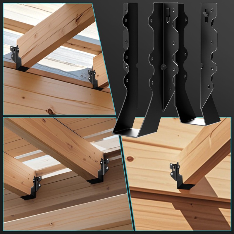 25 Pcs Black Joist Hangers 2x8, Rafter Brackets , Hurricane