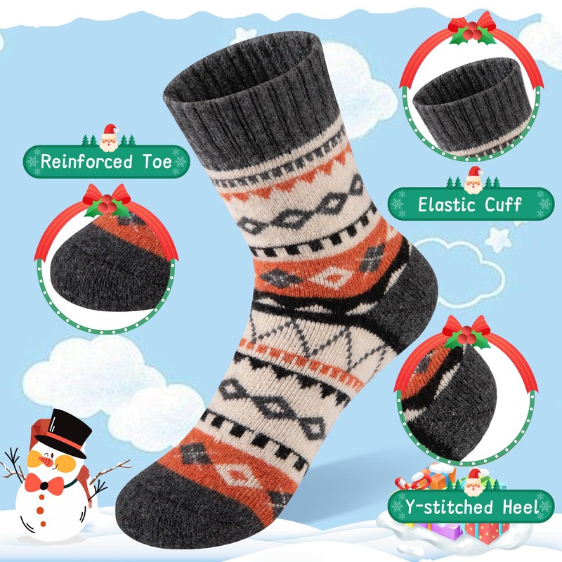 Comfoex Kids Wool Socks Warm Thick Thermal Cozy Soft Crew