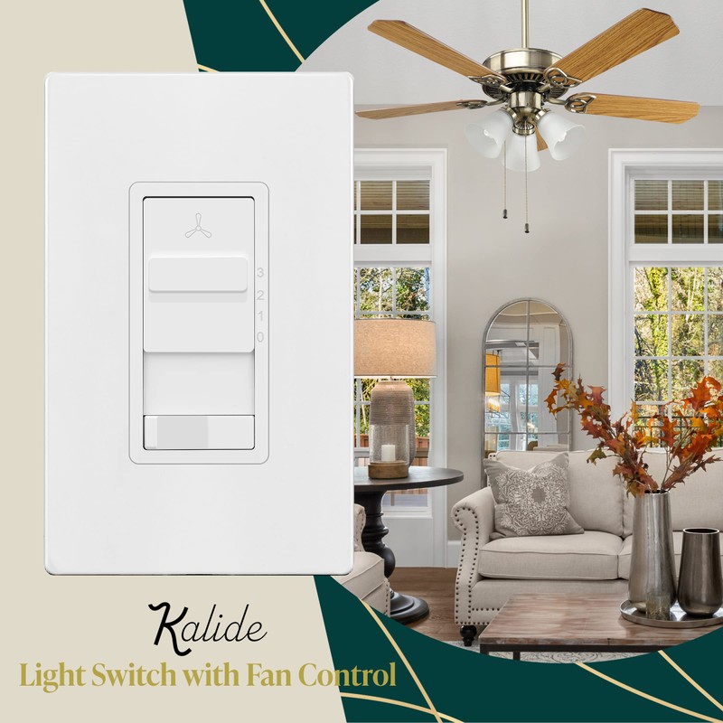 TOPGREENER Kalide Light Switch and 3-Speed Ceiling Fan Control Combo,