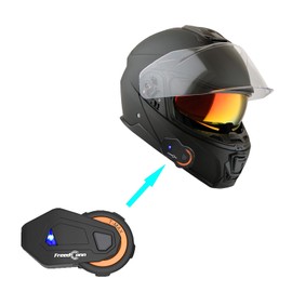Martian Motorcycle Modular Full Face Helmet Flip up Dual Visor Sun Shield + Motorcycle Bluetooth Headset: HG362 Matt Black