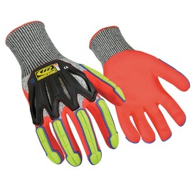 Ringers Gloves 065 R-Flex Impact Nitrile - Light Duty Impact Glove, Full Flexibility, Large, Orange/Green/Black (065-10)