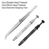 HARFINGTON 3pcs Diamond Tweezer Holder Pick Up Tool Set Stainless