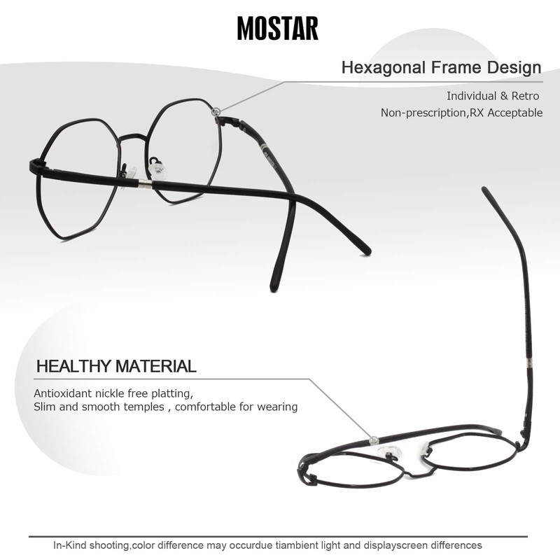MOSTAR High Quality Hexagonal Lenses Lightweight Single Glasses without Recipe