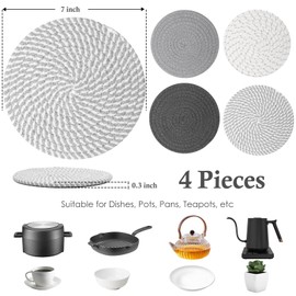 7" Trivets for Hot Dishes, Hot pots and Pans, 4 Heat Resistant Hot Pads, Pot Holders for Kitchen, Hot Plate Mats for Kitchen Countertops, Table, Home Essentials for New Home and Farmhouse Decor