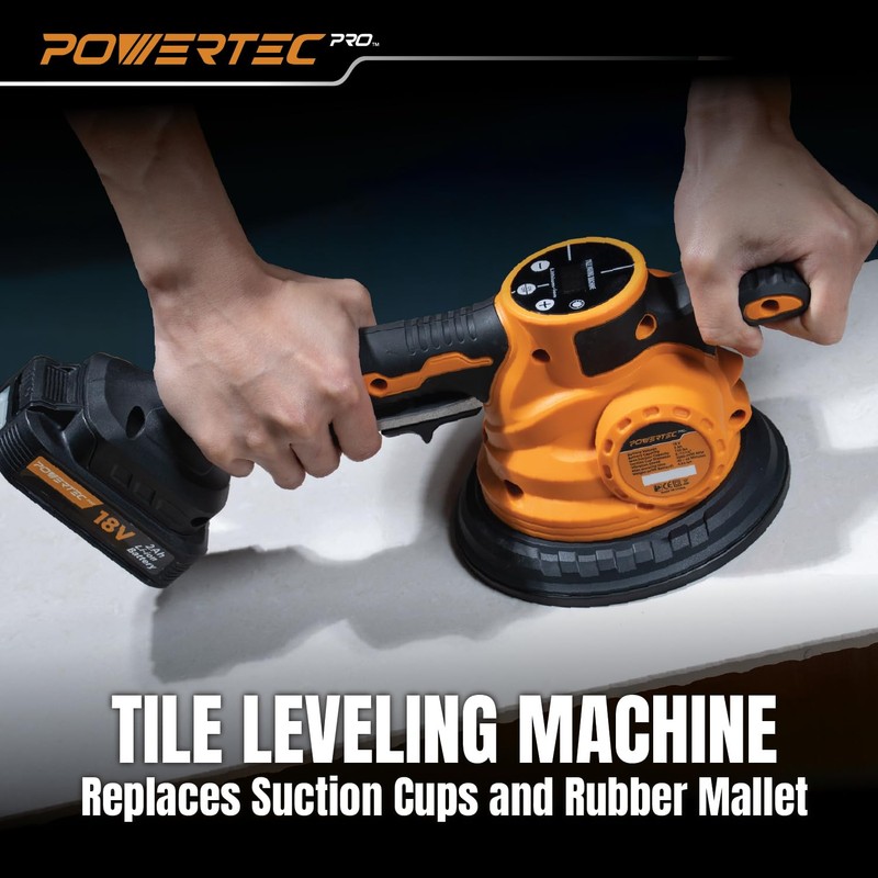 POWERTEC PRO TLV1801 Cordless Tile Vibration Leveling Machine with 6.7"