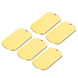 MECCANIXITY Metal Blank Tags Stamping, 2"x1.1" Gold Stainless Steel Blank Dog Tags DIY Engraving Blank Tags for Pet Dog ID Tags, Pendant Decoration, Craft Tags, Pack of 5