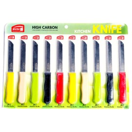 Archy Creations Micro Plus High Carbon Plain Stainless Steel Kitchen Knife Set, Multicolor Plastic Handles, 10 Pack, 420 Grade Blade (Laser)