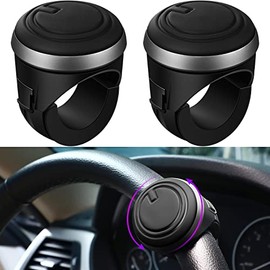 Steering Wheel Knob 2 Pieces Black Steering Wheel Spinners 360 Degrees Rotation Spinner Knob for Steering Wheel with Silicone Surface and Metal Bearings for Driving Turning Cars Trucks