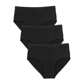 Subset Women's Organic Cotton Mid-Rise Brief 3-Pack, All Day Comfort, Natural Knickey Undies, Breathable Underwear for All Carbon