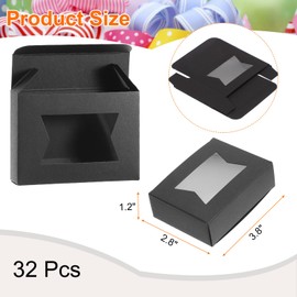 uxcell 32Pcs Soap Packaging Boxes 2.8x3.8x1.2 Inch Kraft Soap Box with Window Mini Soap Present Treat Gift Box for Bakery Candy Packaging Jewelry Display (Special Shape, Black)