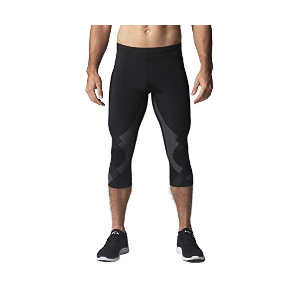 CW-X Men's Standard Stabilyx Joint Support 3/4 Compression Tight, Charcoal Grey, Large